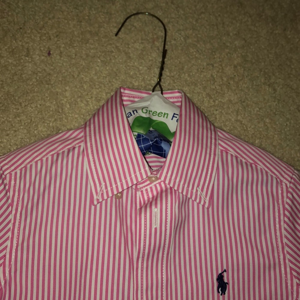 Dry Cleaned Toddler Ralph Lauren dress shirt Pink Pinstripe Holiday Easter - Picture 2 of 3